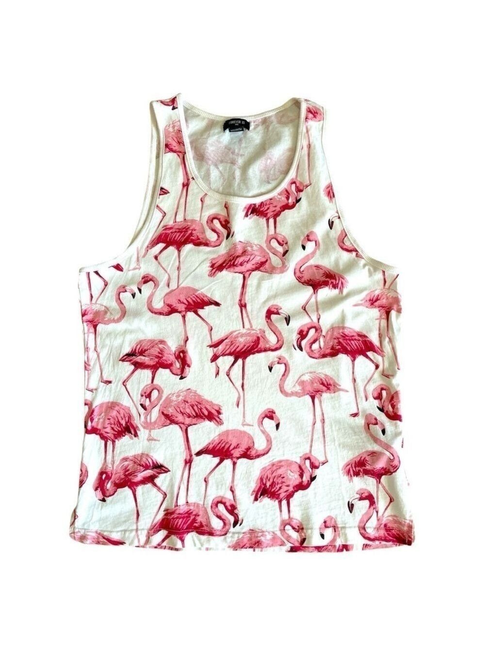 Forever 21 Mens Sleeveless Tank Top with Flamingo Print Size Small